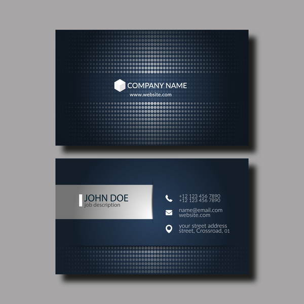 Dunkle blaue Visitenkarten-Vorlage Vektor 02 Karte Dunkel business Blau   
