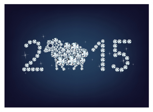 Diamant 2015 nouvelle année moutons fond vecteur nouvel an mouton Diamant année 2015   