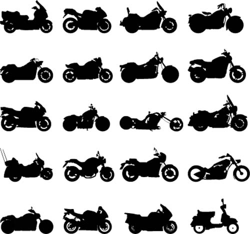 Verschiedene Motorräder Silhouetters vektor 02 silhouetter Motorräder different   
