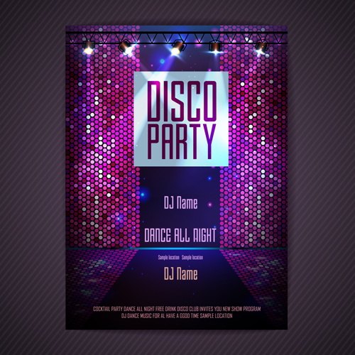 Disco Party Neon affiche vecteur 02 poster fête disco   