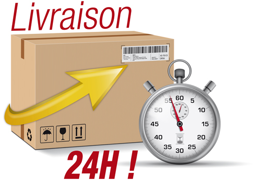 Affiche de livraison express avec boîtes en carton et vecteur de chronomètre 08 poster livraison express chronomètre carton boîtes   