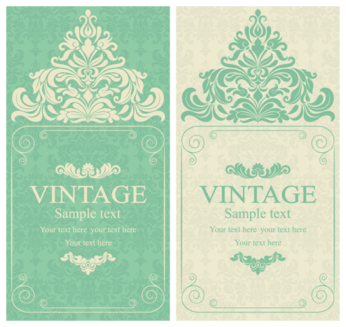 Gris Vintage Style floral invitations cartes vecteur 06 vintage style vintage invitation gris cartes carte   
