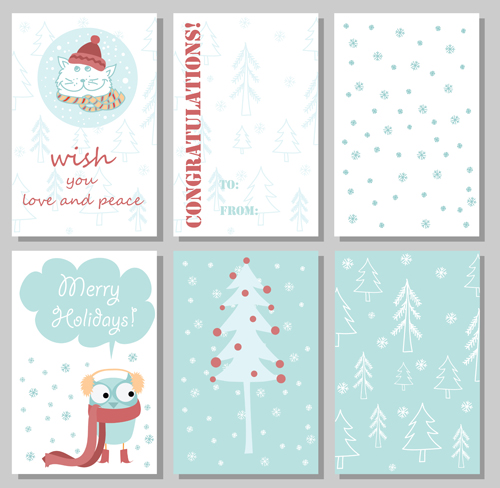 Von Hand gezogene Weihnachtskarten 2016 Vektoren 06 Weihnachten Karten hand gezeichnet 2016   