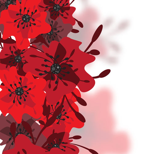 Handgezeichnete rote Blumenhintergründe Vektor 06 Hintergründe hand gezogen Blume   