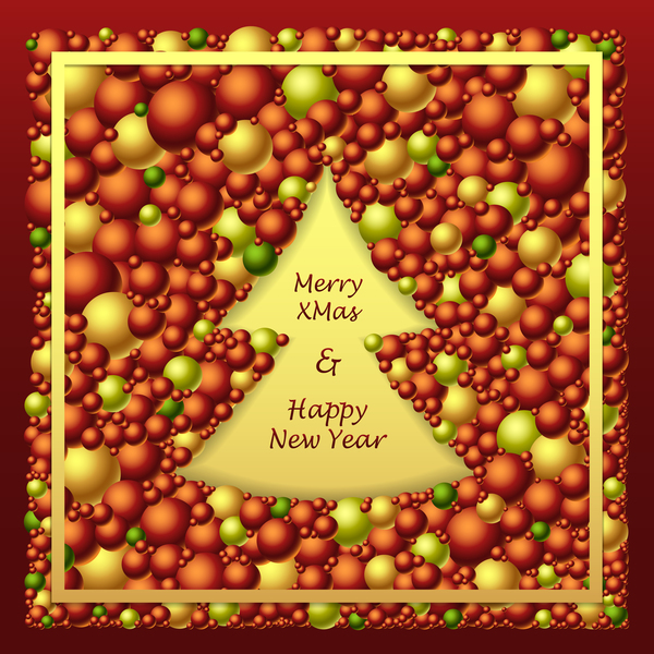 Joyeux Noël frem de boules rouge avec vecteur jaune rouge Noël joyeux jaune Frém De boules   