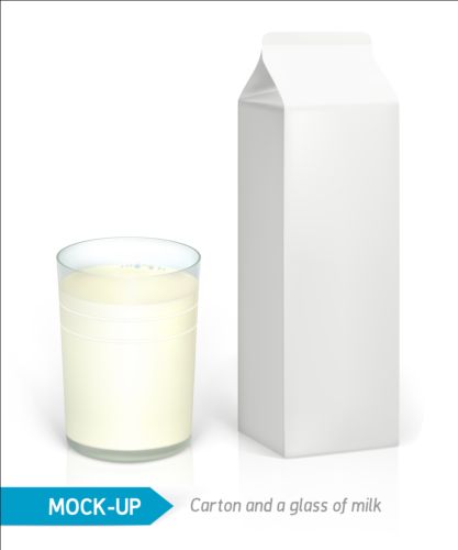 Milchkarton-Paket mit Glasbecher-Vektoren 01 Paket Milch Karton   