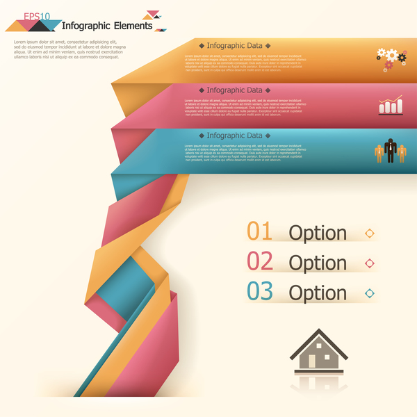 Origami-Optionen Infografie-Schablone Vektor 14 origami Optionen Infografik   