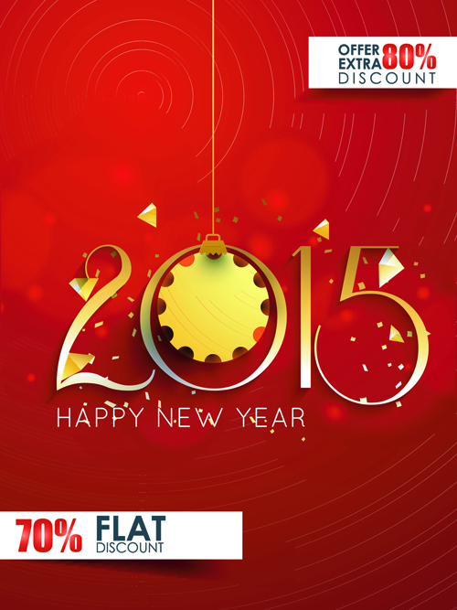 Original-Design 2015 Neujahr Discount-Flyer Deckel Vektor 01 Rabatt neues Jahr flyer cover 2015   