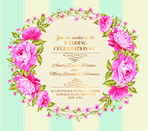 Fleur rose cadre mariage cartes d’invitation 03 mariage invitation fleur cartes d’invitation   