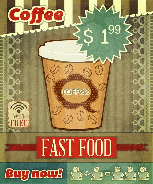 Retro-Kaffee-Plakat-Vektormaterial Retro-Schrift poster kaffee   