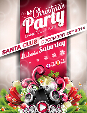 Weihnachts-Musik-Party-Plakatvektor 03 Weihnachten santa poster party Musik   