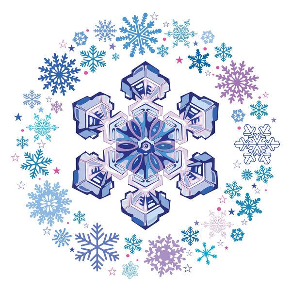 Flocon de neige avec cadre neigeux sur fond blanc vecteur 03 Snowfl flocons de neige cadre   