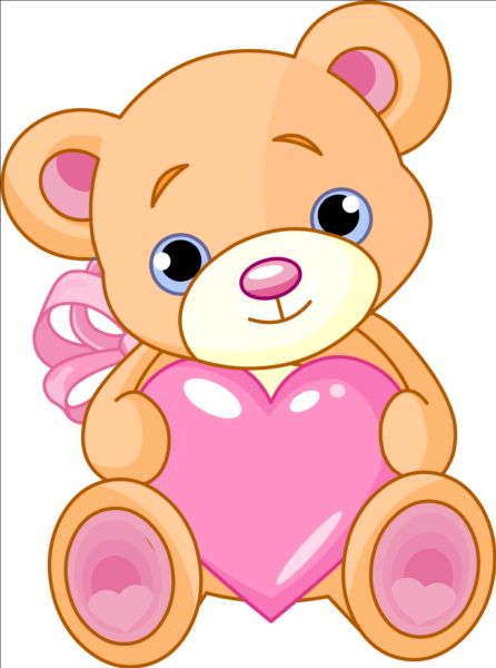 Ours en peluche avec le vecteur de coeur rose 02 rose ours nounours coeur   