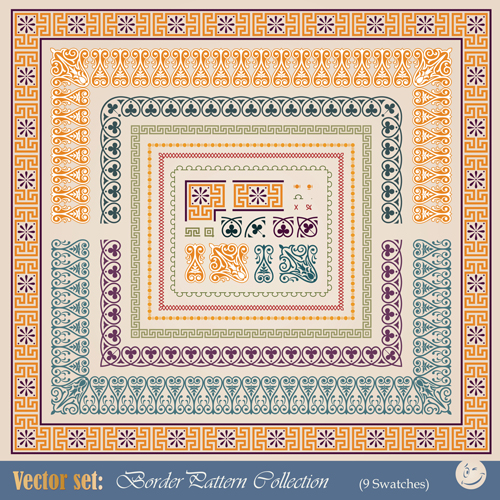 Motif de bordure vintage avec cadre design vecteur 03 vintage motif de bordure modèle cadre bordure   