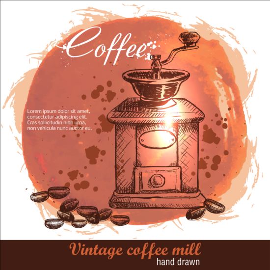 Affiche de café Vintage Heand dessiné vecteur 03 vintage heand dessiné cafe affiche   