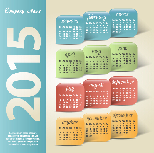Vintage-Unternehmen 2015 Kalender Kreativvektor vintage Unternehmen Kreativ Kalender 2015   