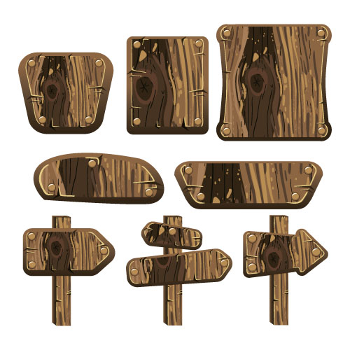 Holzschilder entwerfen Vektoren Set 10 Schilder Holz design   