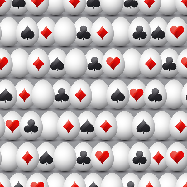 oeuf de Pâques avec le modèle de signe de poker vecteur 02 signe poker Pâques oeuf motif   