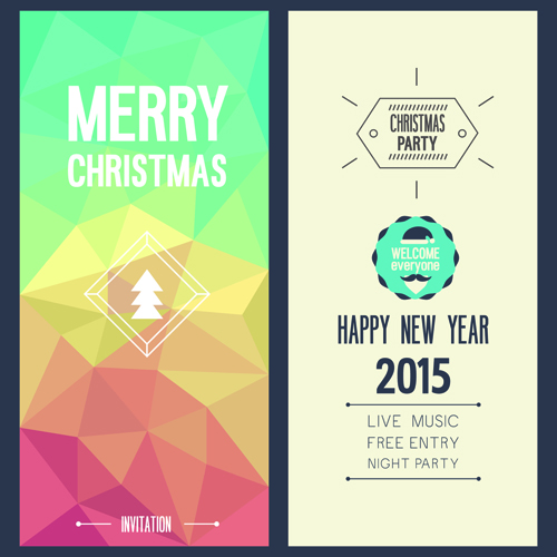 2015クリスマス招待状カードヴィンテージスタイルベクトルセット01 招待状 招待カード ビンテージ クリスマス 2015   