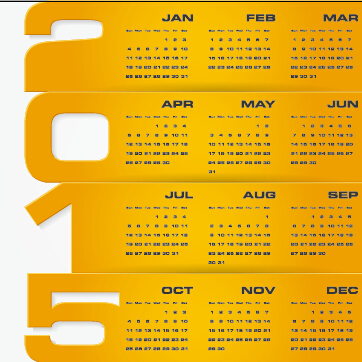 2015会社カレンダーブラック、イエロースタイルベクトル02 黄色 会社 ブラック カレンダー 2015   
