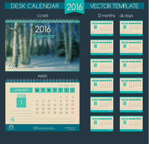 2016新年の机のカレンダーベクトル材料53 陰暦 机 新しい 年 rmaterial 2016   