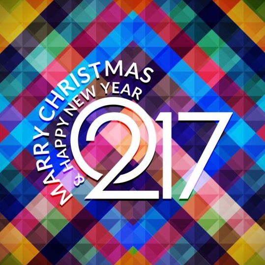 2017 Weihnachten und Neujahr mit geometrischem Hintergrundvektor 05 Weihnachten Neu Jahreswechsel Hintergrund Geometrische 2017   
