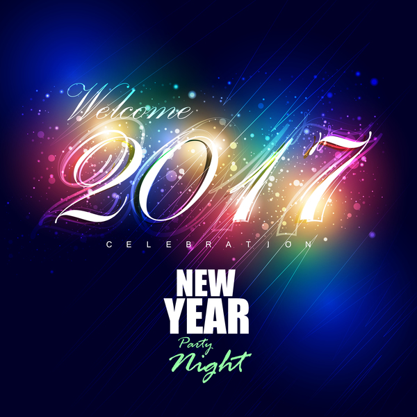 2017 Neujahr Nachtpartei-Plakatvorlage Vektoren 04 poster party Neu Nacht Jahr 2017   