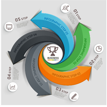 抽象的な矢印ビジネスのインフォグラフィックスベクトル03 矢印 抽象的 ビジネス インフォグラフィック   