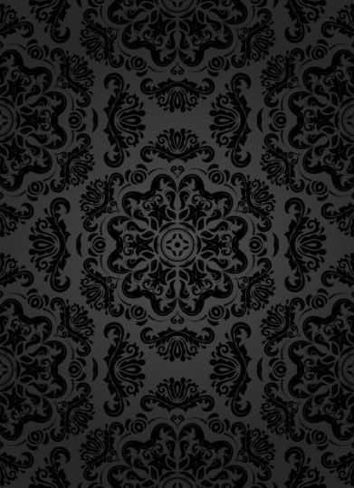 Matériau vectoriel motif décoratif floral noir 15 Noir motif floral décoratif   