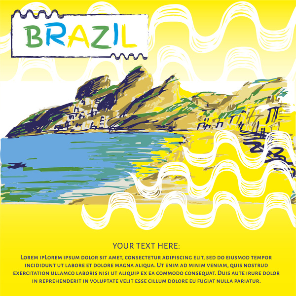 ブラジルの風景手描画ベクトル06 風景 手 ブラジル人   