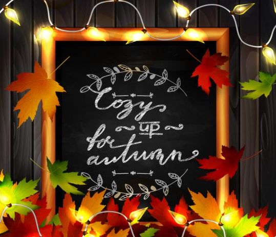 Kreidekartonrahmen mit Herbstblättern und Holzrücken 11 Rahmen Holz Hintergrund Herbst chalkboard Blätter   