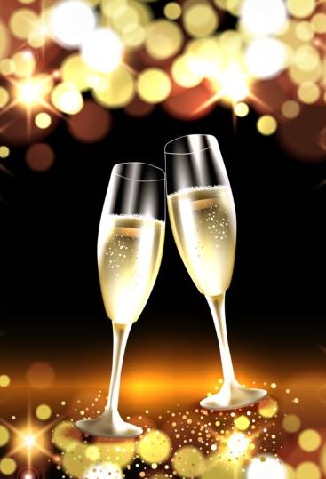 Champagnne-Brille mit Neujahr Hintergrundvektor 03 Neujahr Jahr Gläser Champagner   