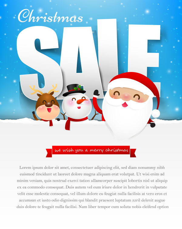 Texte d’affiche de vente de Noël avec le vecteur de bonhomme de neige 01 vente Noël bonhomme de neige affiche   