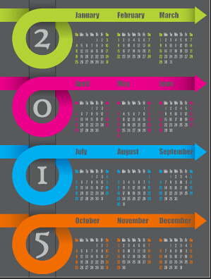 クラシック2015カレンダーベクタデザインセット06 クラシック カレンダー 2015   