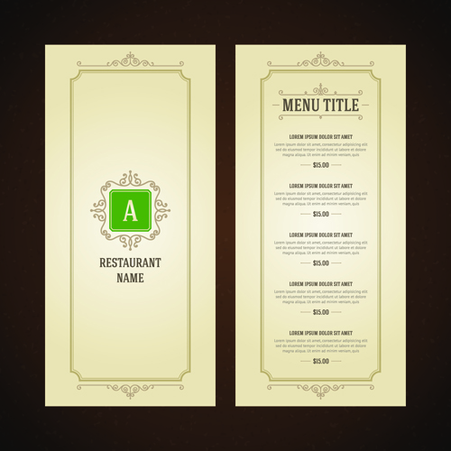 Vecteur de menu classique Design 01 menu Classique   