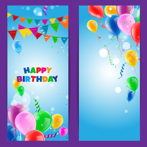 Konfetti mit farbigen Luftballons Geburtstagsbanner Vektor 01 Luftballons Konfetti Geburtstag banner   