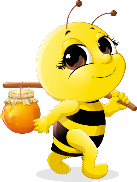 Abeille mignonne avec le miel jar vecteur 02 mignon miel bocal abeille   