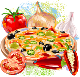 Leckere Pizza-Illustration Vektormaterial 02 pizza illustration Delicious   