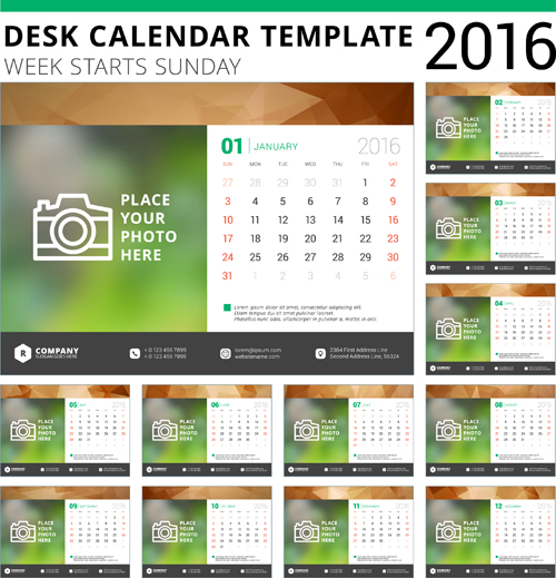 卓上カレンダーテンプレート2016ベクトル材料06 卓上カレンダー テンプレート カレンダー 2016   