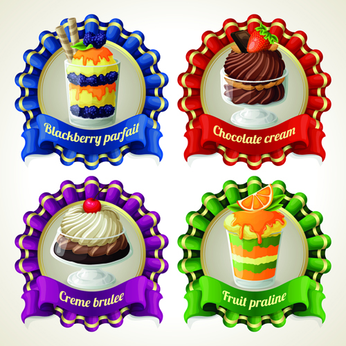 Dessert avec des étiquettes créatives douces vecteur sweet étiquettes étiquette dessert design   