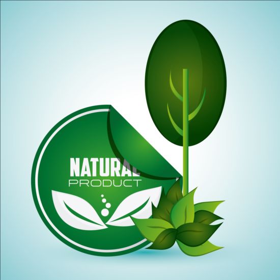 Écologique avec des autocollants naturels vecteur matériel 02 naturel écologique autocollants   