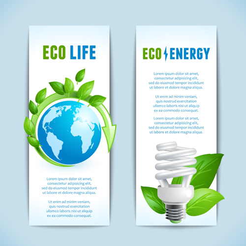 Écologie avec des bannières d’économie d’énergie vecteur 02 énergie économie d’énergie Écologie bannières Bannière   