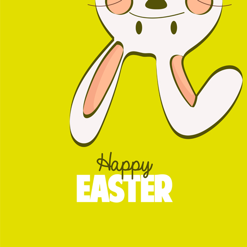 Carte de Pâques heureux avec dessiné à la main lapin vecteur 05 Pâques main Lapin heureux dessiné carte   