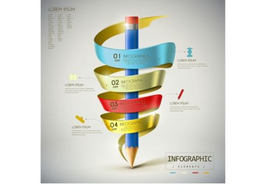 Crayon avec vecteur infographique d’affaires 04 infographie crayon business   