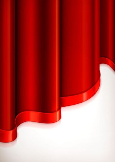 飾りテープ付き赤いカーテン03 赤 装飾 テープ カーテン   