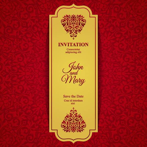 Rot mit goldener Einladungsschablone Vektor 20 rot gold Einladung   