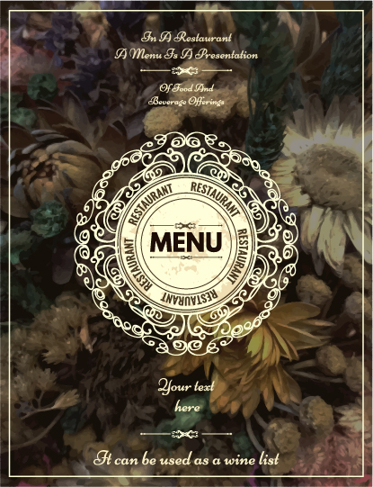 Restaurantmenü verwehrt Blumenvektor 03 Unschärfen restaurant menu cover Blume   