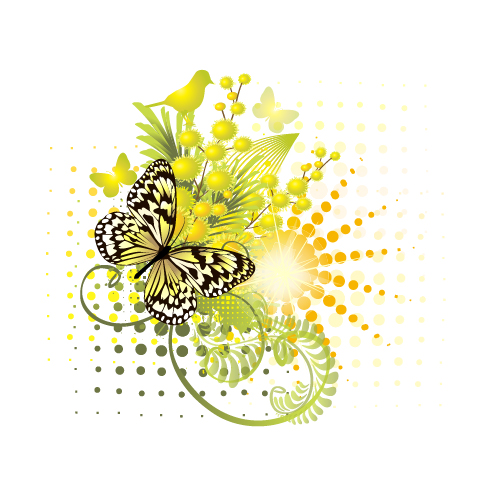 Stilvoller Blumenhintergrund mit Schmetterlingsvektor stylish Schmetterling Hintergrund Blumenhintergrund   