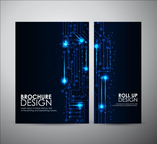 Tech Stil Broschüre Deckel Vorlage Vektor 02 tech Stil cover Broschüre   