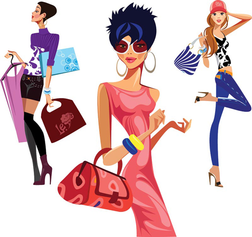 Vector Fashion Girls Design-Elemente Set 11 Mode Mädchen mode Elemente   